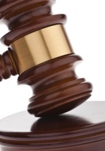 A judge or auction hammer hammer. Isolated against a white background, A judge or auction hammer