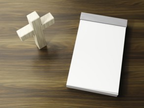 Bright wooden cross symbol with space for text 3D illustration
