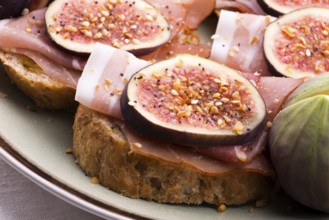 Sandwich with prosciutto, fig and olive oil