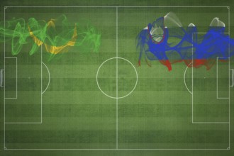 Mauritania vs Slovenia Soccer Match, national colors, national flags, soccer field, football game,