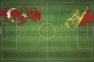 Turkey vs Congo Soccer Match, national colors, national flags, soccer field, football game,