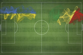 Ukraine vs Congo Soccer Match, national colors, national flags, soccer field, football game,