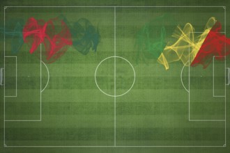 Bangladesh vs Congo Soccer Match, national colors, national flags, soccer field, football game,