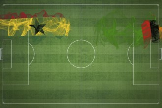 Ghana vs Zambia Soccer Match, national colors, national flags, soccer field, football game,