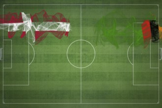 Denmark vs Zambia Soccer Match, national colors, national flags, soccer field, football game,