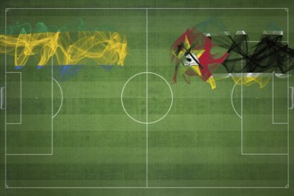 Gabon vs Mozambique Soccer Match, national colors, national flags, soccer field, football game,