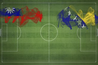 Taiwan vs Bosnia and Herzegovina Soccer Match, national colors, national flags, soccer field,