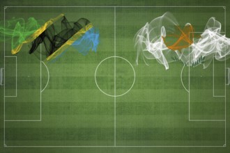 Tanzania vs Cyprus Soccer Match, national colors, national flags, soccer field, football game,