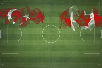 Turkey vs Canada Soccer Match, national colors, national flags, soccer field, football game,