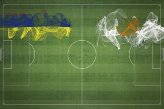 Mauritius vs Cyprus Soccer Match, national colors, national flags, soccer field, football game,