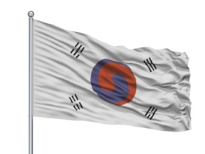 Korea 1882 1910 Flag On Flagpole, Isolated On White Background