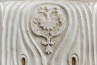 A detailed floral stone element with fine carvings, Aurangabad, Mumbai, South India, India, Asia