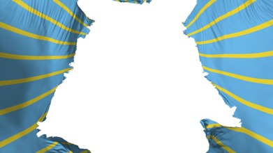 Ragged Astana, capital of Kazakhstan flag, white background, 3d rendering