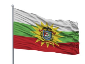 Tibacuy City Flag On Flagpole, Country Colombia, Cundinamarca Department, Isolated On White