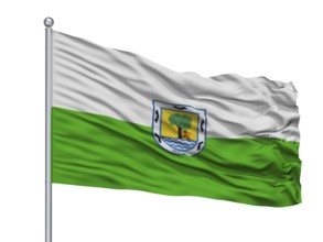 Santa Fe De Antioquia City Flag On Flagpole, Country Colombia, Antioquia Department, Isolated On