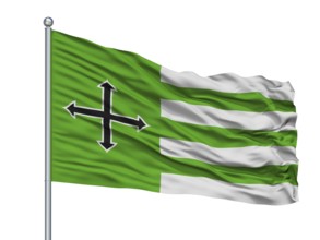 Wroclaw City Flag On Flagpole, Country Poland, Isolated On White Background