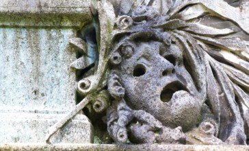 An image of an old grunge stone face