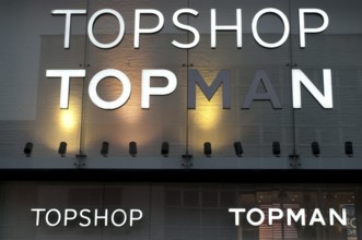 Leeds, West Yorkshire, United Kingdom, 3 December 2020: close up of the sigs on the topshop and