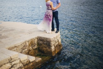 Newlyweds hug each other in Montenegro. Wedding in Montenegro