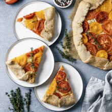 Savory fresh homemade tomato tart or galette.Ideas and recipes for healthy lunch, appetiezer- whole