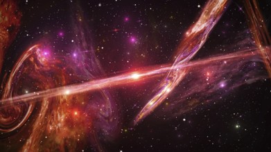 Universe with Galaxy, Stars and Colorful Nebula on Dark Starry Background