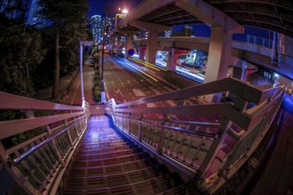 Sidewalk bridge and capital highway. Shooting Location: Yokohama-city kanagawa prefecture