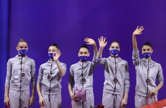 Sofia, Bulgaria - 27 March, 2021: Members of team Azerbaijan pose with their silver medals on the