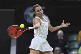 US tennis player Emma Navarro in action at the 2024 Wimbledon Championships, London, England,