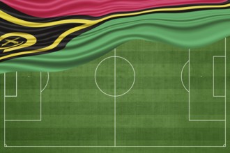 Vanuatu Flag on Football Field, National Soccer