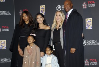 Jeanie Buss, Byron Scott, Vanessa Bryant, Natalia Diamante Bryant, Capri Kobe Bryant and Bianka