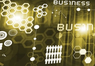 Digital business background image with icons on media screen