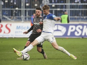 Duel Maurice Multhaup Eintracht Braunschweig with Jan-Luca Schuler 1.FC Magdeburg Soccer 3rd League