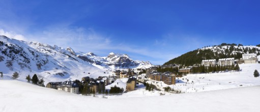 Candanchu skyline in Huesca on Pyrenees at Spain