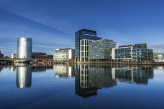 Belfast, United Kingdom, 21 August, 2022: skyline of downtown Belfast with skyscrapers and