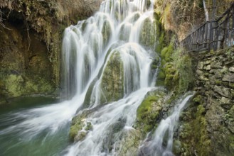 Silky waterfall in Tobera village, Burgos, Castile and Leon, Spain, Europe