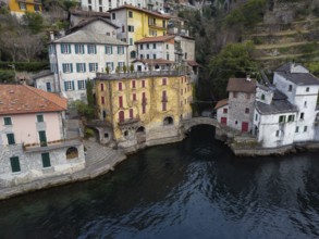View of the village of Nesso on Lake Como