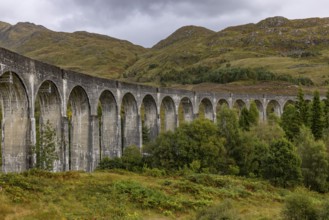 Glenfinnan railway viaduct, known from Harry Potter, Glenfinnan, Highlands, Scotland, Great Britain