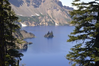 Panorama Mountain Landscape in Crater Lake National Park, Oregon, USA, North America