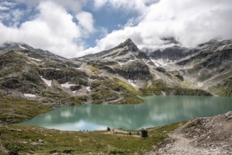 Beautiful photography of lake Weisssee in the High Tauern National Park near Kaprun, Austria,