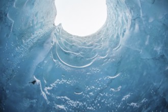 Cave of Iceland ice (Vatnajökull). Shooting Location: Iceland, Reykjavik