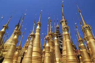Some of the 1054 pagodas of the In-Dein Pagoda Forest on Inle Lake