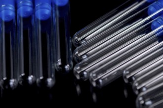Laboratory Test Tubes on Black Background