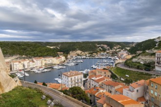 Bonifaccio, France, 2 December, 2022: view of the harbor and marina in Bonifaccio in southern