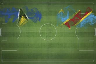 Saint Lucia vs DR Congo Soccer Match, national colors, national flags, soccer field, football game,