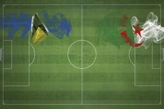 Saint Lucia vs Algeria Soccer Match, national colors, national flags, soccer field, football game,