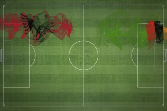Albania vs Zambia Soccer Match, national colors, national flags, soccer field, football game,