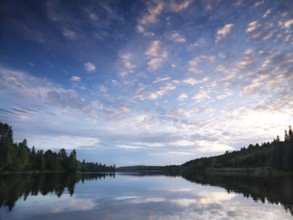 Algonquin Provincial Park summertime nature scenery of the Lake of Two Rivers at sunset. Ontario,