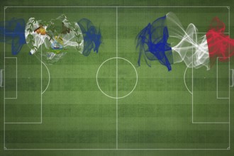 Belize vs France Soccer Match, national colors, national flags, soccer field, football game,