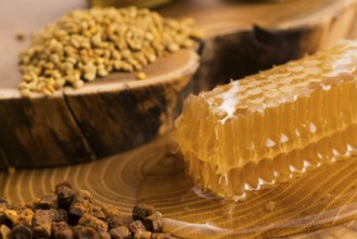 Honeycomb, pollen and propolis