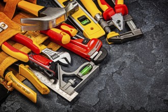 Construction Tools On Black Background